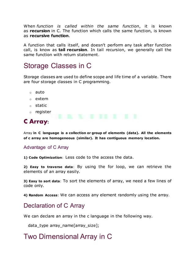 Complete c programming presentation | DOCX | Programming Languages ...