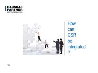 How can CSR be integrated ? 10. 