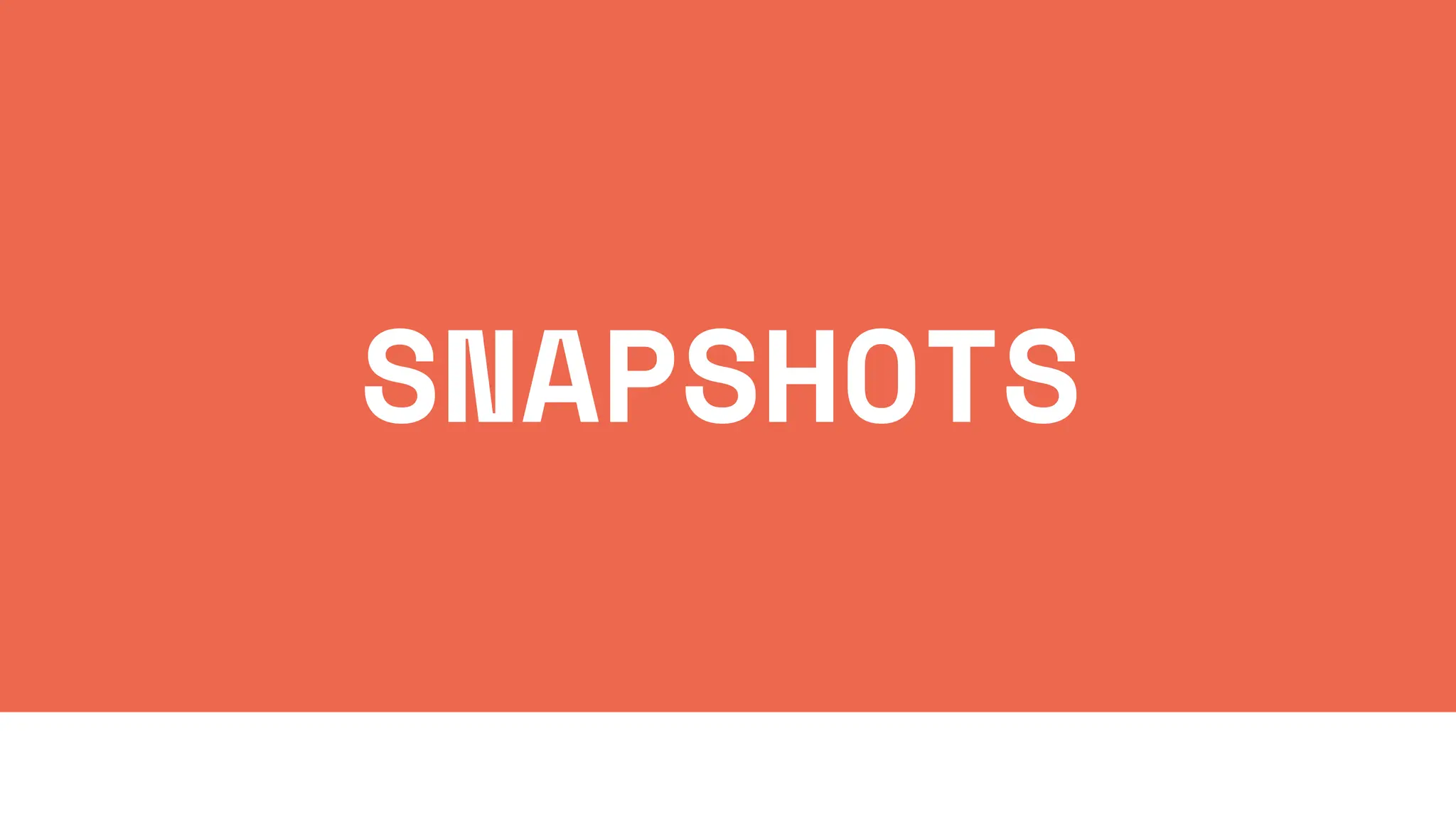 SNAPSHOTS
 
