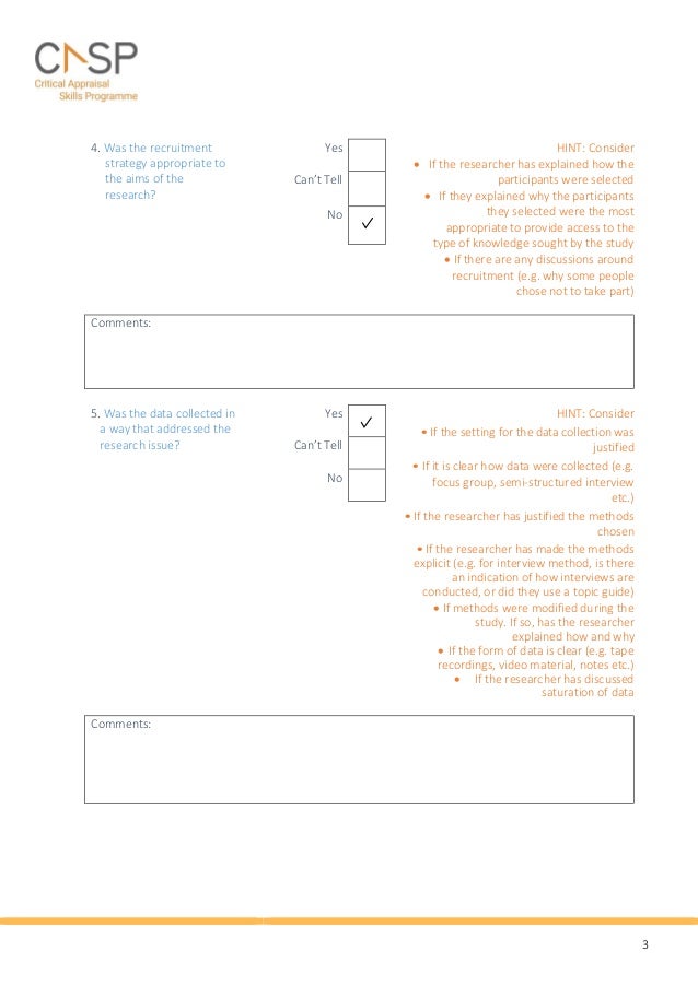 Casp Tool For Qualitative Studies Sample Answers September 19 And