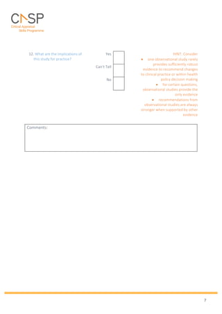 Critical Appraisal Skills Programme Casp Tool For Cohort Studies S
