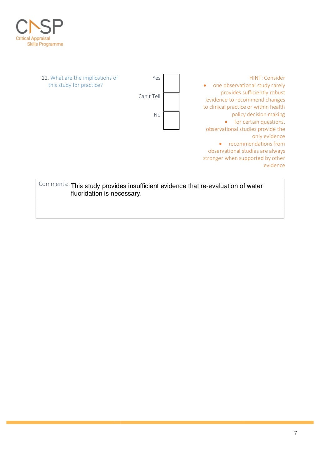 Critical Appraisal Skills Programme (CASP) Tool for Cohort Studies (S…