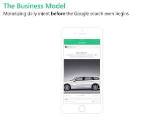 The Business Model
Monetizing daily intent before the Google search even begins