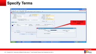 Copyright © 2017, Oracle and/or its affiliates. All rights reserved. Insert Information Protection Policy Classification from Slide 12124
Specify Terms
Enter Targeted
Price
 