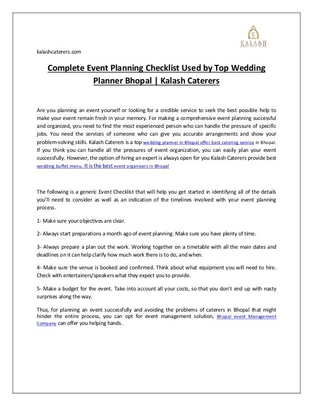 Complete Event Planning Checklist Used by Top Wedding Planner Bhopal ...