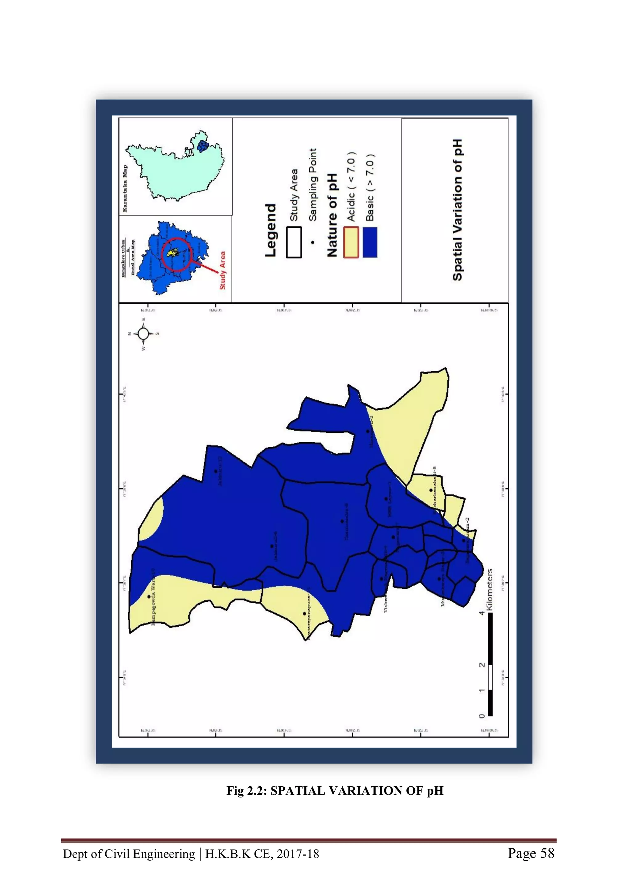 Dept of Civil Engineering | H.K.B.K CE, 2017-18 Page 58
Fig 2.2: SPATIAL VARIATION OF pH
 