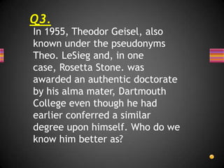 AND THE ANSWER IS …..