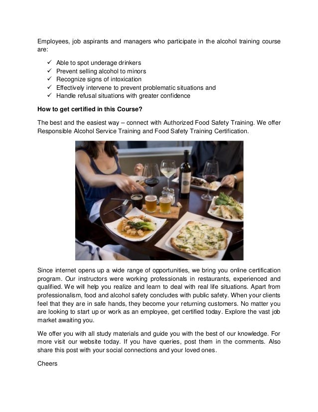 Complete guide about alcohol service training certification