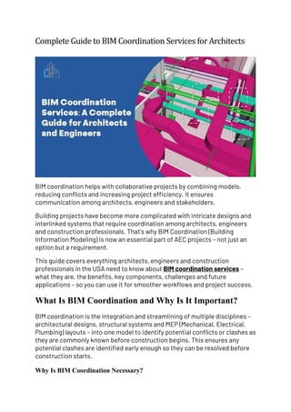 Complete Guide to BIM Coordination Services for Architects | PDF