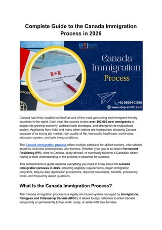 Complete Guide to the Canada Immigration Process in 2026 | PDF