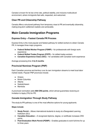 Complete Guide to the Canada Immigration Process in 2026 | PDF