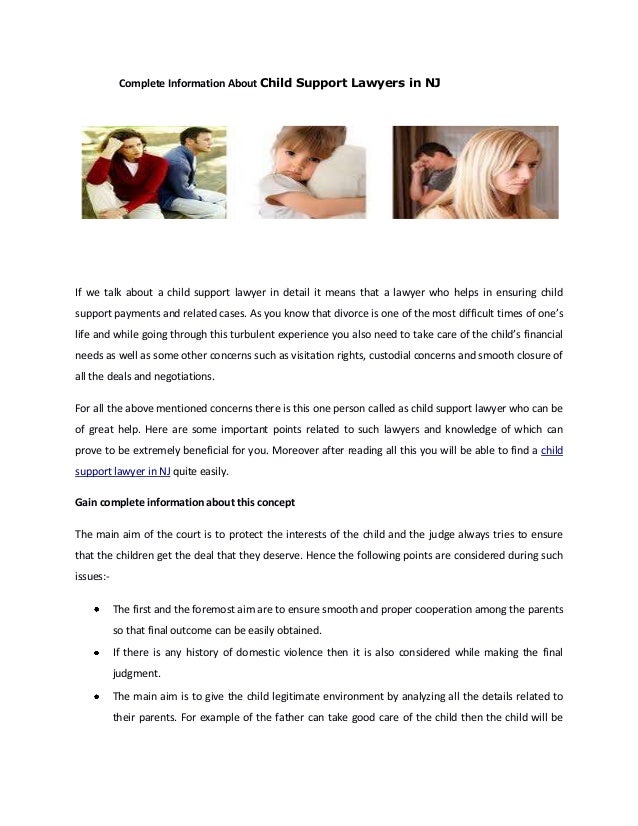 Complete Information about Child support lawyers in nj