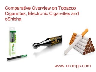 Comparative Overview on Tobacco
Cigarettes, Electronic Cigarettes and
eShisha

www.xeocigs.com

 
