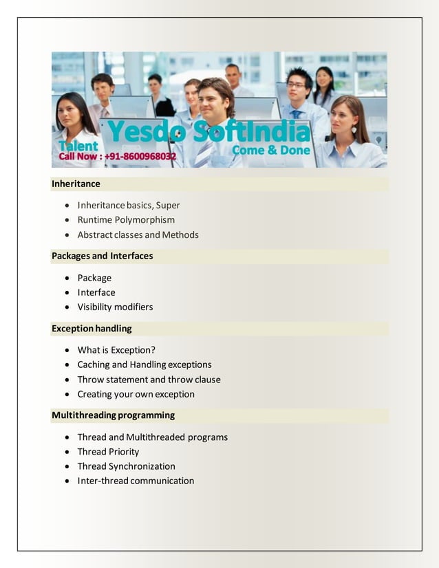 Complete java syllabus 7448062045 Yesdo Sddd | PDF