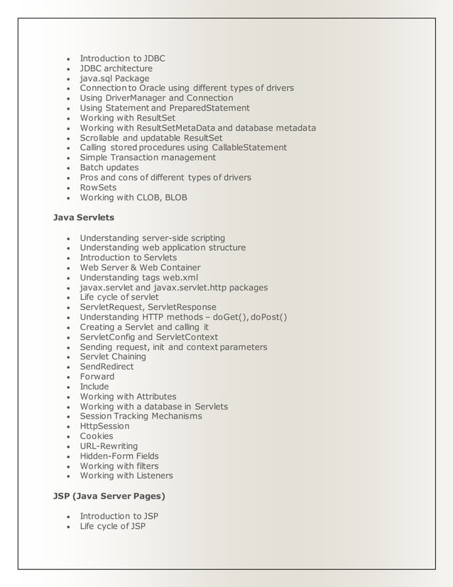 Complete java syllabus 7448062045 Yesdo Sddd | PDF