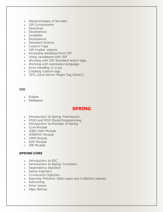 Complete java syllabus 7448062045 Yesdo Sddd | PDF