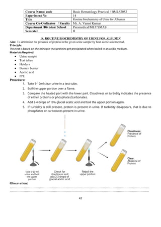Basic Haematology practical Lab manual | PDF