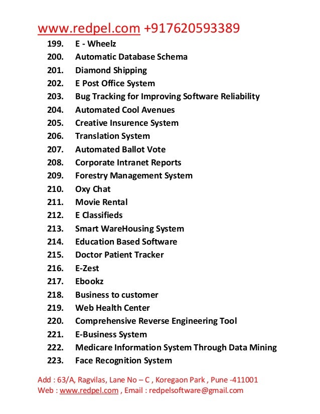 list of database management system projects