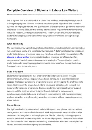 Mlw Course Complete Overview of Diploma in Labour Law Welfare | DOCX