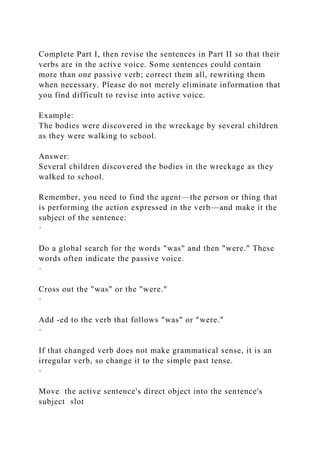 Complete Part I, then revise the sentences in Part II so that their .docx