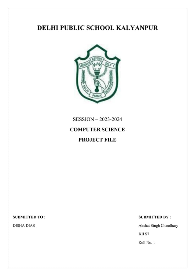 Python and MySQL Linking Class 12th Project File 23-24 | PDF