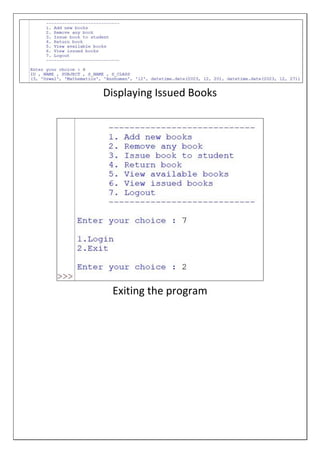 Python and MySQL Linking Class 12th Project File 23-24 | PDF