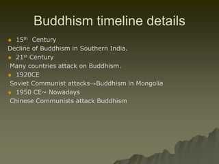The beginningSiddharta Gautama founded BuddhismWas born 2500 years agoWas son of the king in northern IndiaHad a wonderful and luxurious childhoodWanted to know how the rest of the world livedWent to a nearby village and found poor, and sick peopleHe was horrified, could not enjoy castle life any longer