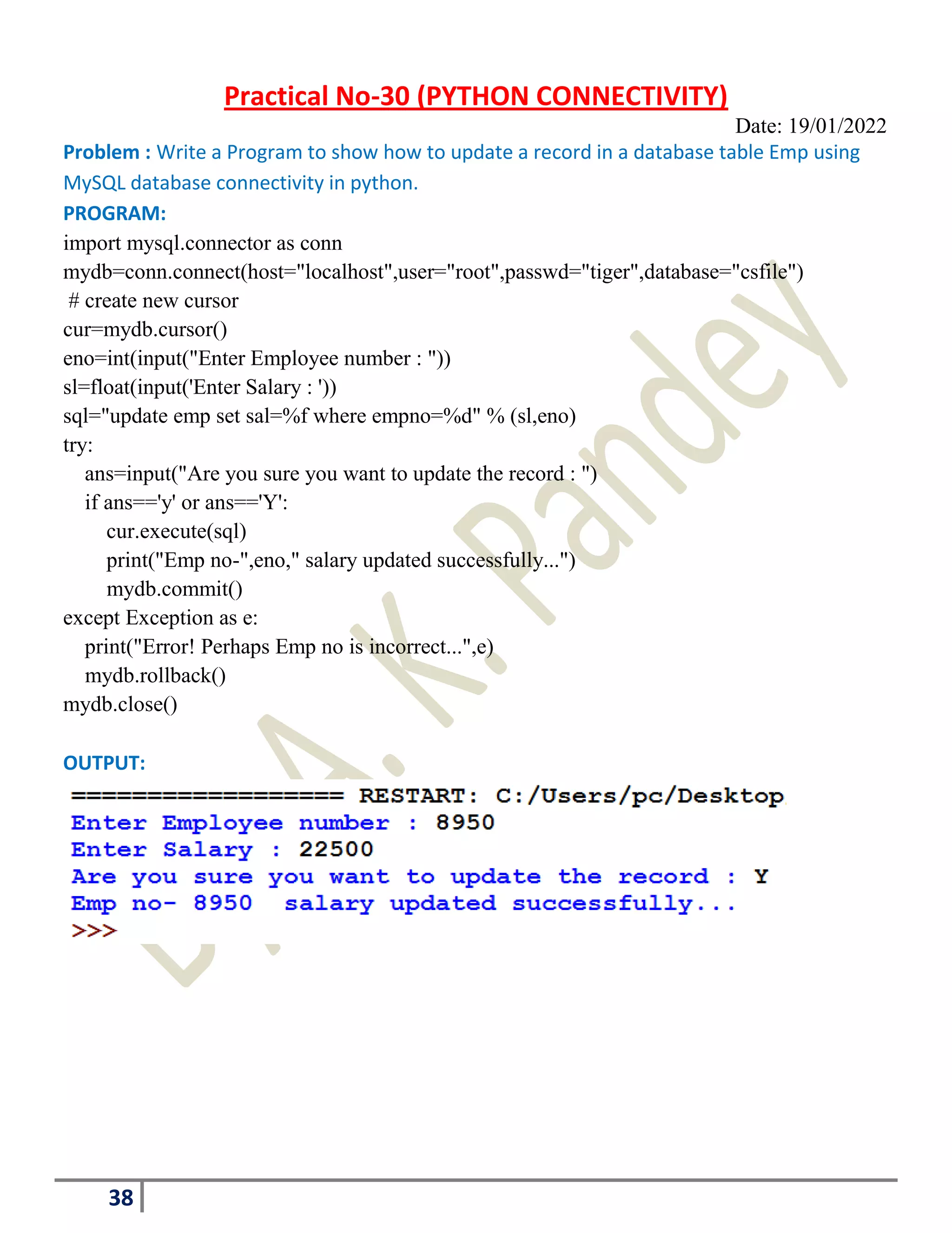 Complete practical file of class xii cs 2021-22 | PDF | Databases ...