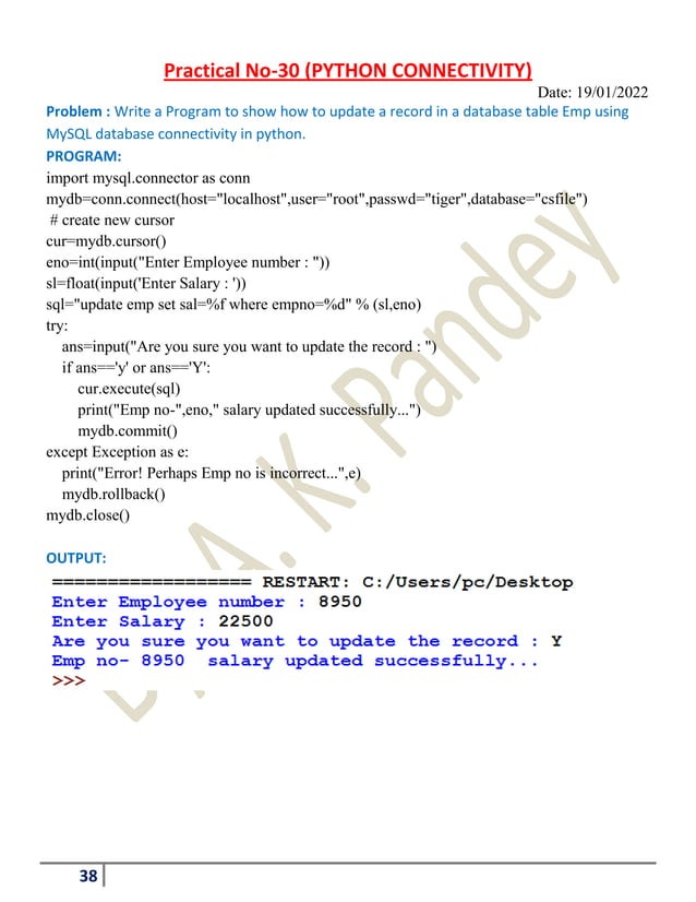 Complete practical file of class xii cs 2021-22 | PDF | Databases ...