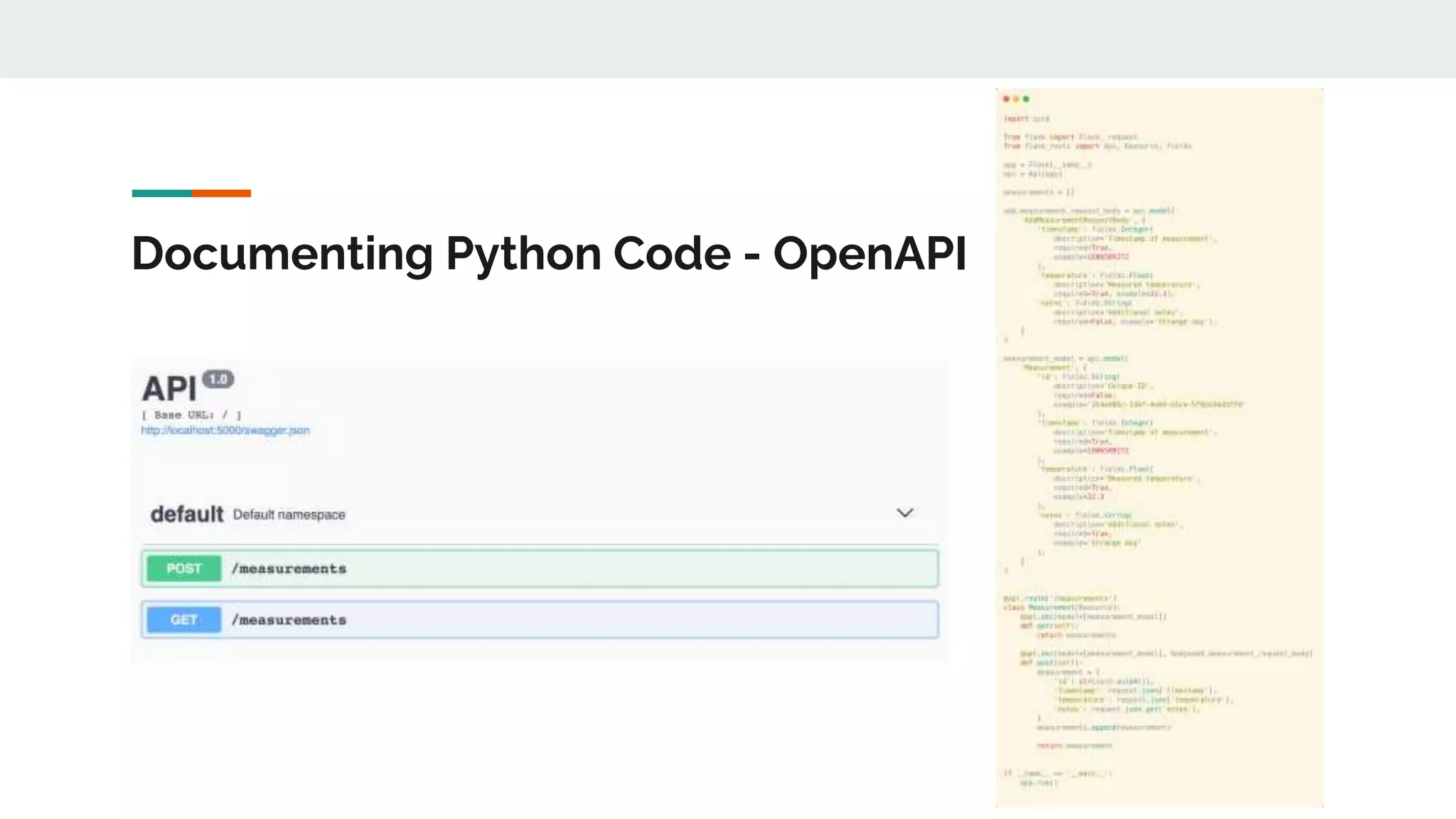 Documenting Python Code - OpenAPI
 