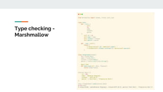 Type checking -
Marshmallow
 