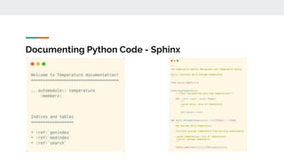 Documenting Python Code - Sphinx
 