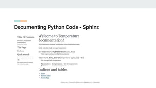 Documenting Python Code - Sphinx
 