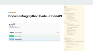 Documenting Python Code - OpenAPI
 