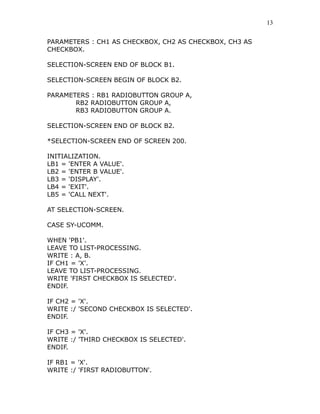 Checkbox Syntax Abap Complete reference to_abap_basics | PDF