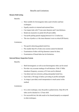 Report on Tubular Non-Destructive Techniques ( Remote Field testing and ...