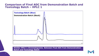Similar HPLC 1 Chromatograms Between Final ADC from Demonstration
Batch and Toxicology Batch
Comparison of Final ADC from Demonstration Batch and
Toxicology Batch – HPLC 1
27
 