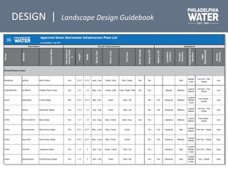 Landscape Design
Guidebook
• Guidelines for plant
selection and placement
• PWD Approved GSI Plant
List
• Example planting plans for
various SMPs
DESIGN | Landscape Design Guidebook
 