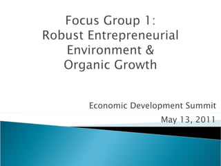 Economic Development Summit May 13, 2011 