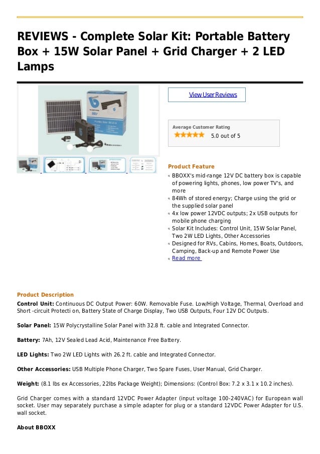 Complete solar kit portable battery box + 15 w solar panel + grid charger + 2 led lamps