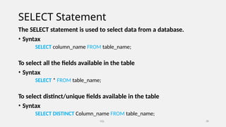 Comprehensive SQL & DBMS Fundamentals: From Basics to Advanced Concepts ...