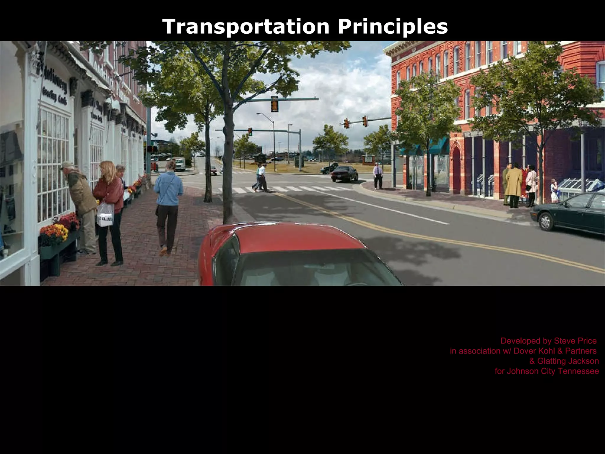 Developed by Steve Price  in association w/ Dover Kohl & Partners  & Glatting Jackson for Johnson City Tennessee Transportation Principles 