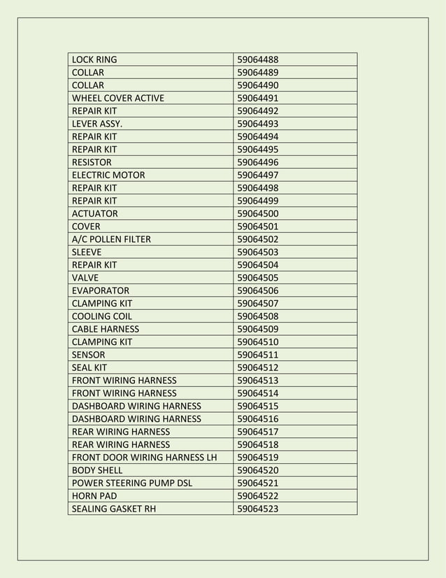 Tata Spare Parts Catalog
