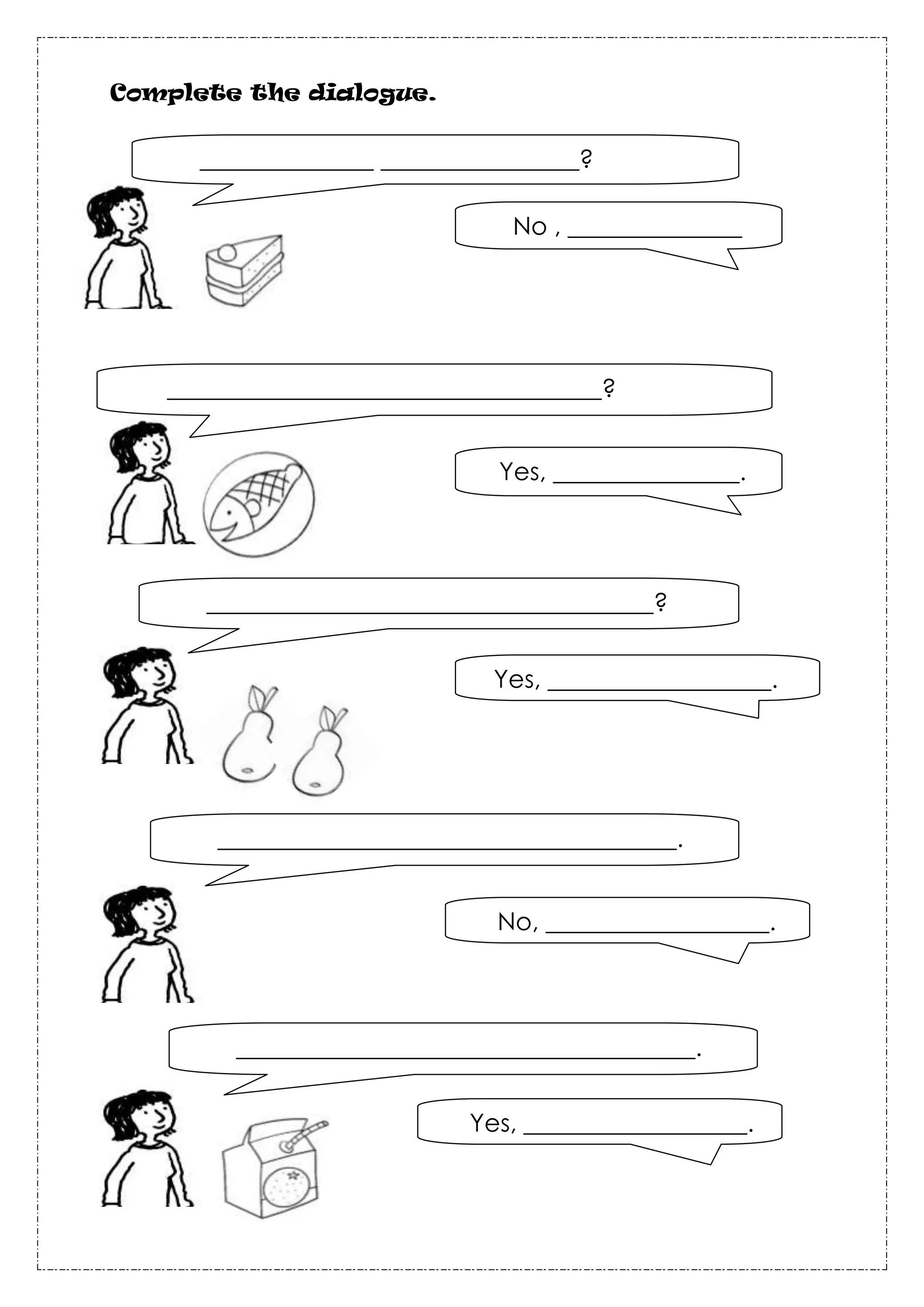 Complete the dialogue | DOCX