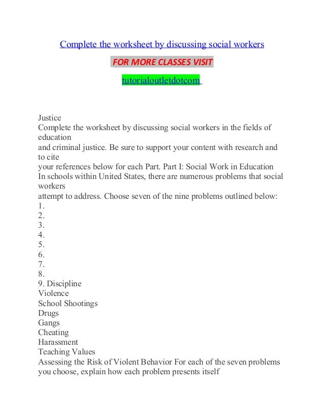 complete the worksheet by discussing social workerstutorialoutlet