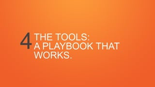 THE TOOLS:
A PLAYBOOK THAT
WORKS.
4
 