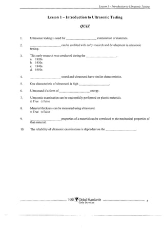 Complete ultrasonic testing work book