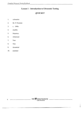 Complete ultrasonic testing work book