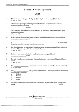 Complete ultrasonic testing work book