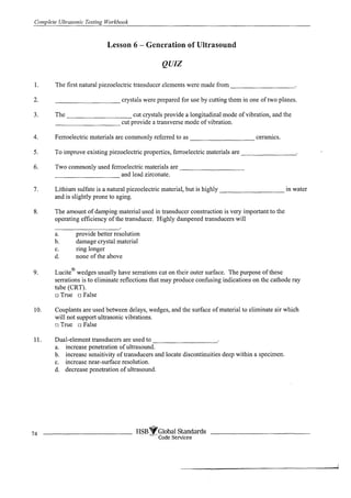Complete ultrasonic testing work book